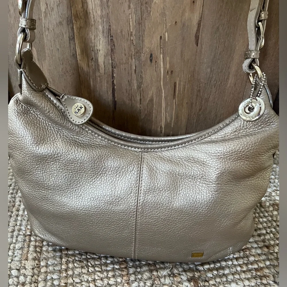 The Sak Metallic Taupe Hobo Shoulder Bag